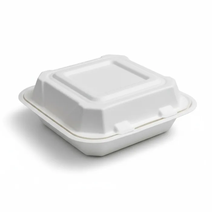EcoPrime 8x8 inch bagasse clamshell, closed