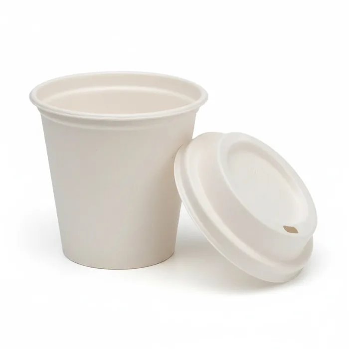 EcoPrime 240 ml compostable bagasse cup with sipper lid