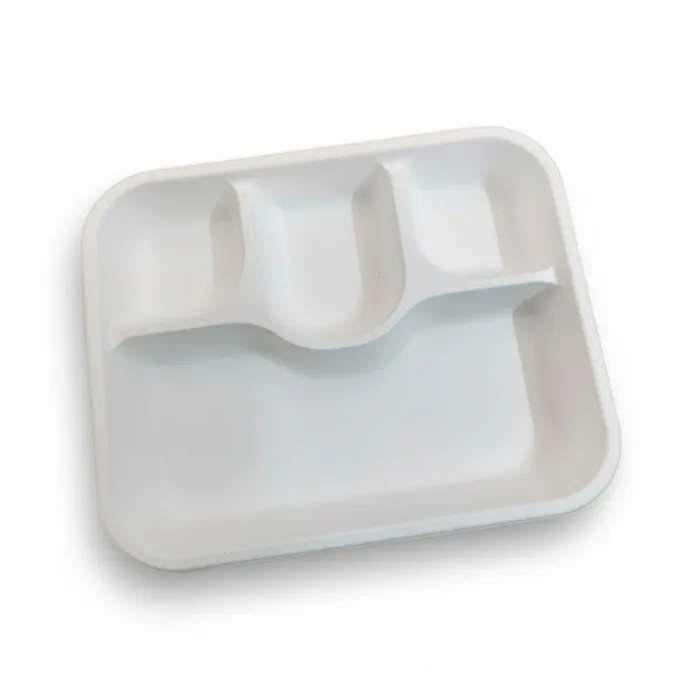 EcoPrime 4-compartment compostable bagasse meal tray